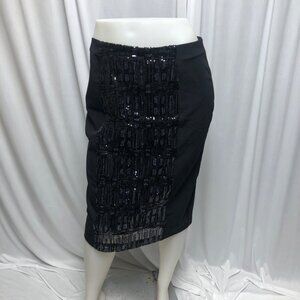 Worthington Skirt Womens Size 10 Black Sequin Embellished Straight Lined Midi